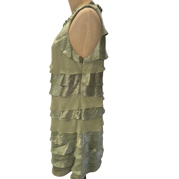 S.L. Fashion Green Layered Dress, RUFFLES, LAYERS, Silky, Sheer, Size L,Fairy - Picture 2 of 12